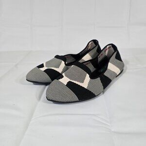 Skechers Cleo Sherlock Engineered Knit Ballet Flats Women Sz 7.5 Black Air Cool